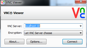 RealVNC connected to a VPS console